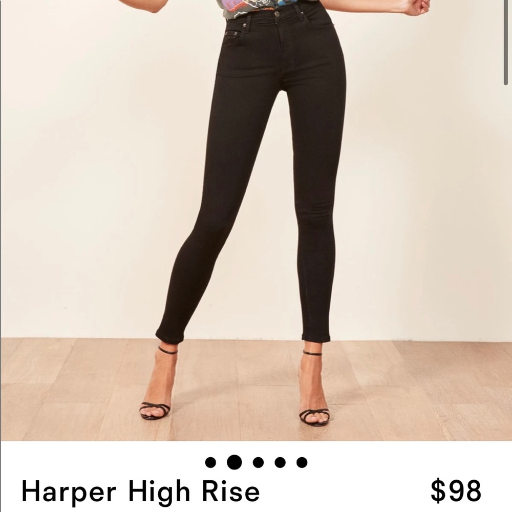 Reformation Harper High Rise Skinny Jeans in Black